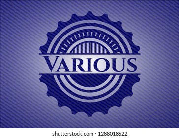 Various badge with denim background