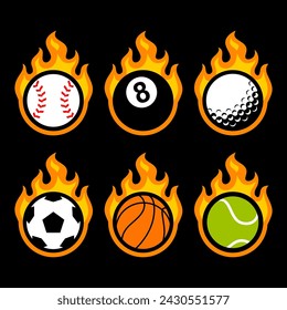 VARIOUS BALL VECTOR WITH FLAME