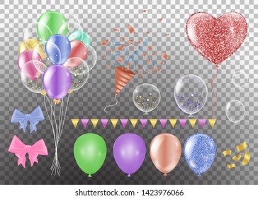 Various balloons. Various colors in the shape of a heart on a background the shape of a heart on a white background