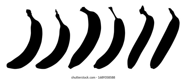 Various banana shapes. Vector illustration.