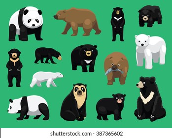 Various Bears Cartoon Vector Illustration