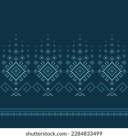 Various beautiful fabric designs on a dark blue background can be used in handicrafts, handicrafts, fabrics, paper, sarongs, and clothing. Abstract patterns.