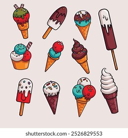 Various beautiful ice cream vector images.