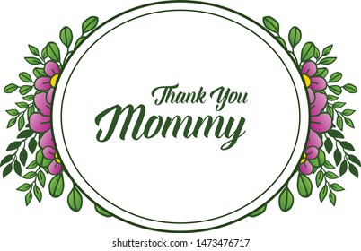 Various beauty purple flower frame, for card thank you mommy. Vector