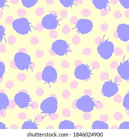 Various berries. Raspberries and blackberries. Fruit background. Seamless vector pattern.