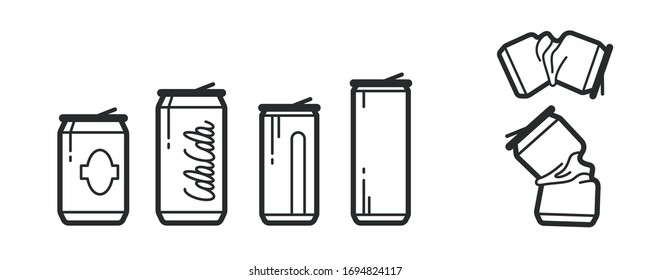 Various beverage and liquor cans and crumpled cans