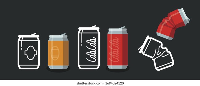 Various beverage and liquor cans and crumpled cans