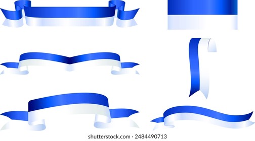 Various Bicolor Slavonia Flag Ribbon Collection. Blue with white