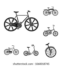Various bicycles black icons in set collection for design. The type of transport vector symbol stock web illustration.
