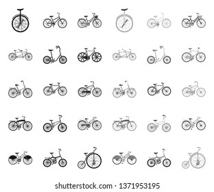 Various bicycles black.mono icons in set collection for design. The type of transport vector symbol stock web illustration.