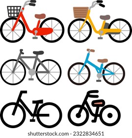 Various bicycles deformation illustration set