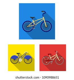Various bicycles flat icons in set collection for design. The type of transport vector symbol stock web illustration.