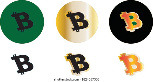 Various bitcoin electronic currency signs. Money and finance symbol. Vector Illustration isolated on white background. Cryptocurrency.