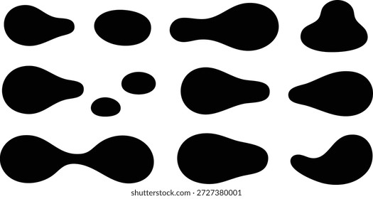Various black abstract shapes on white background for design and decoration purposes