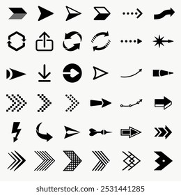 Various black arrow icon set vector. Black arrow icon set vector. Set black arrow icon in various designs. Various black arrow icon vector collection.