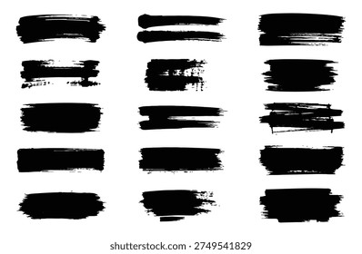 Various black brushstrokes create a dynamic and textured visual arrangement on a white background. - Powered by Shutterstock - Get 15% off with code: PIKWIZARD15