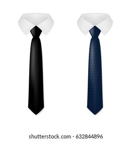 Various Black Business Neck Tie. EPS10 Vector