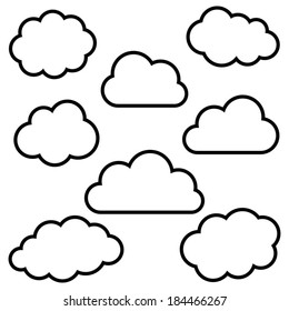 cloud outline images stock photos vectors shutterstock https www shutterstock com image vector various black cloud outlines collection on 184466267
