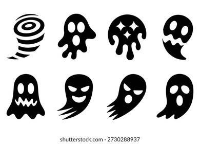 Varios iconos de fantasma negro halloween espeluznante