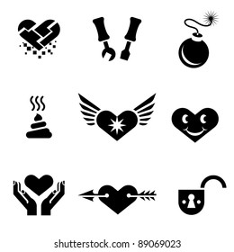 various black icons on white