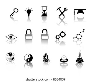 various black over white miscellaneous icons vector illustration