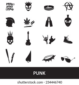 various black punk icons set eps10