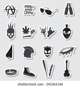various black punk icons set eps10