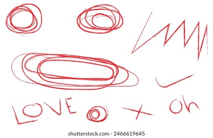 Various black shapes and lines on a white isolated background, hand drawn doodles, stars, hearts. Set with hand drawn pencil scribble on white background,