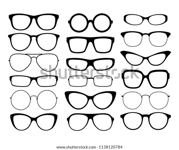 Various Black Silhouette Glasses Eyeglasses Frames Stock Vector Various Black Silhouette Glasses