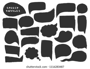 Various black speech bubbles. Hand drawn vector collection