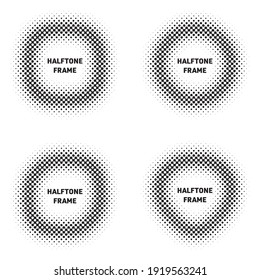 Various black vector halftone design elements collection isolated