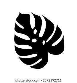 Various black vector leaves arranged in an artistic flat design showcasing tropical flora and natural beauty
