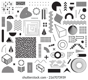 Various black vector memphis design elements set