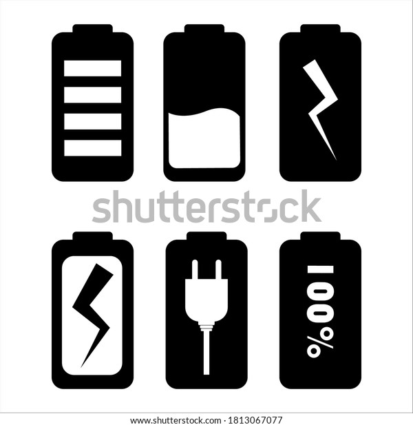 Various Black White Battery Icon Stock Vector (Royalty Free) 1813067077 ...