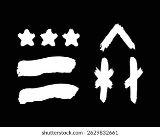 Various Black and White Brush Stroke Patterns Collection for Digital Art and Design, Vector Illustrator EPS File. 