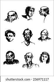 various black and white human characters in vector