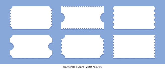 Various blank ticket designs in different shapes and sizes for creative use