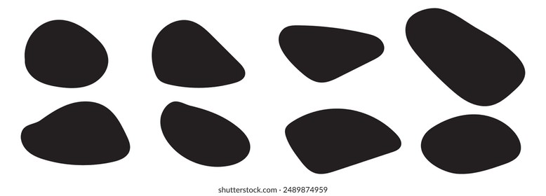 Various blotch. Random color blobs, round abstract organic shapes. Pebble, drops and stone silhouettes. Basic, simple rounded, smooth colorful forms vector.