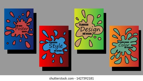 Various blots splashes and drops. A set of modern abstract Cover Design . Cover Design template for the decoration presentation, brochure, catalog, poster, book, magazine etc. Vector Illustration.