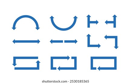 Diverso conjunto de iconos de flecha azul, material de Vector