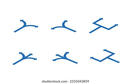 Verschiedene blaue Pfeile (Verzweigung) Symbolsatz, Vektormaterial