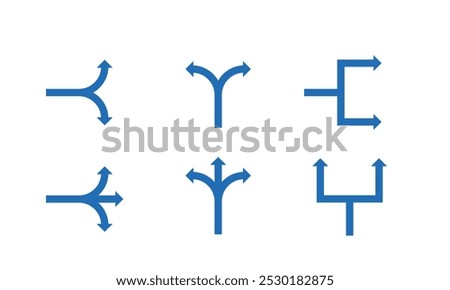 Various blue arrows (branching) icon set, vector material