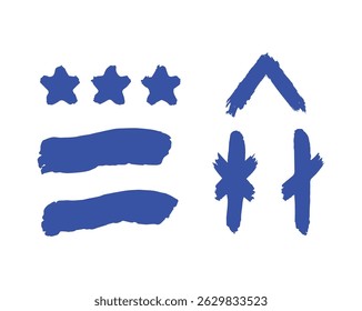 Vários padrões de traçado de pincel azul coleção para arte e design digitais, arquivo EPS Vetor Illustrator. 