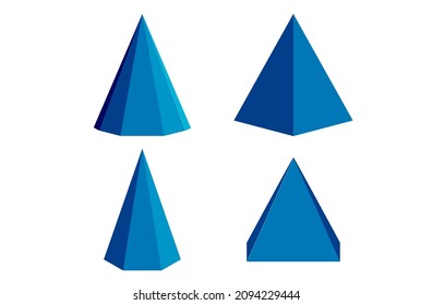 Various blue Geometric Pyramids for Studying Spatial Geometry in Mathematics