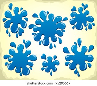 Various blue ink blots 1 - vector illustration.