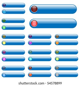 Various blue web bars with unlit and lit up circle icons.