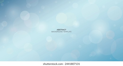Varios bokeh sobre fondo azul claro borroso. Bokeh colorido resplandor brillante ilustración vectorial.
