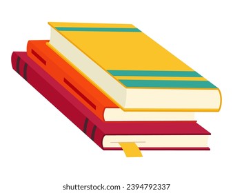 Various books, stack of books, notebooks. Set for book lovers. Read more books. Hand drawn educational vector illustration. Flat design style