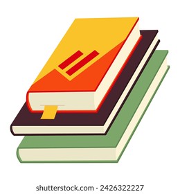 Various books, stack of books, notebooks. Set for book lovers. Read more books. Hand drawn educational vector illustration. Flat design style