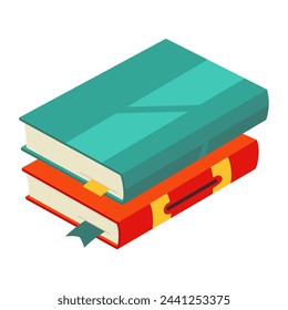 Various books, stack of books, notebooks. Set for book lovers. Read more books. Hand drawn educational vector illustration. Flat design style